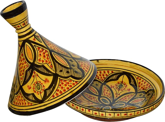 Moroccan Handmade Serving Tagine Exquisite Ceramic With Vivid colors Original 8 inches Across
