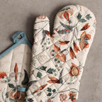 Maison d' Hermine 100% Cotton Oven Mitt & Pot Holder Set (7.5"x13" & 8"x8") Heat Resistant BBQ Cooking Gloves with Loop, Baking, Grilling, Kitchen, Handling Hot Pans (Dalida)