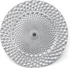 Allgala Heavy Quality Round Charger Plates - 13-Inch Set for Table Decor - Ideal for Weddings, Thanksgiving Parties & Holidays - Peacock Silver (48-Pack)