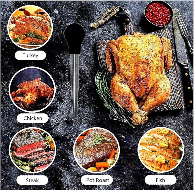 Good Grip Turkey Lifters and Baster Set, 3-Piece Thanksgiving Turkey Serving Set, 2-Prong Poultry Forks, Easily Lift Large Meats