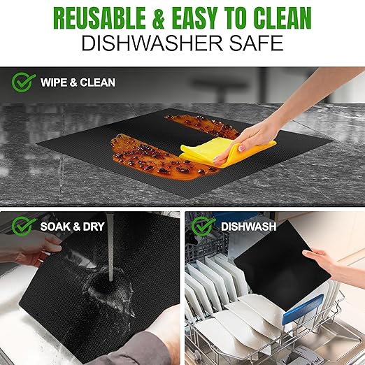 Toaster Oven Liners Reusable for Ninja Air Fryer Bottom Heat Resistant Mat 3 Pack, Compatible with Cuisinart Air Fryer Toaster Oven 12"x12" Airfryer Liner, Heavy Duty Nonstick Square Mats