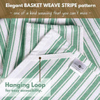 Native Fab Cotton Kitchen Towels - 16x26 inches - Set of 12 - Basket Weave Stripe Dish Towels for Cleaning, Drying Dishes, Absorbent Dish Cloths Set with Hanging Loop - Royal Green