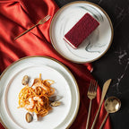 Homelux Theory 18/10 Gold Silverware Set, 5pc Mirror Polished Modern Silverware Set, 18/10 Gold Flatware, Stainless Steel Knife Spoons & Forks Set, Modern Cutlery Set of 4