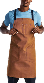hedley & bennett Crossback Apron - Crossback Chef Apron with Pockets - 100% Cotton Canvas, 8oz - Denver Brown