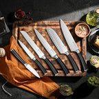 KEEMAKE Knife Block Set - 7Pcs Kitchen Knives with Magnetic Knife Block Holder, High Carbon Stainless Steel Chef Knife Set with Block, Ultra Sharp Knives Set for Kitchen With Ergonomic Handle