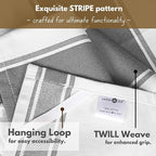 Native Fab Gray Kitchen Dish Towels 18x28 Inch, Set of 4, Wide Stripe, Super Absorbent, Fast Dry, Soft, 100% Cotton Towels for Wiping Hands, Drying Dishes, Cleaning Spills Dish Cloths Set - Grey