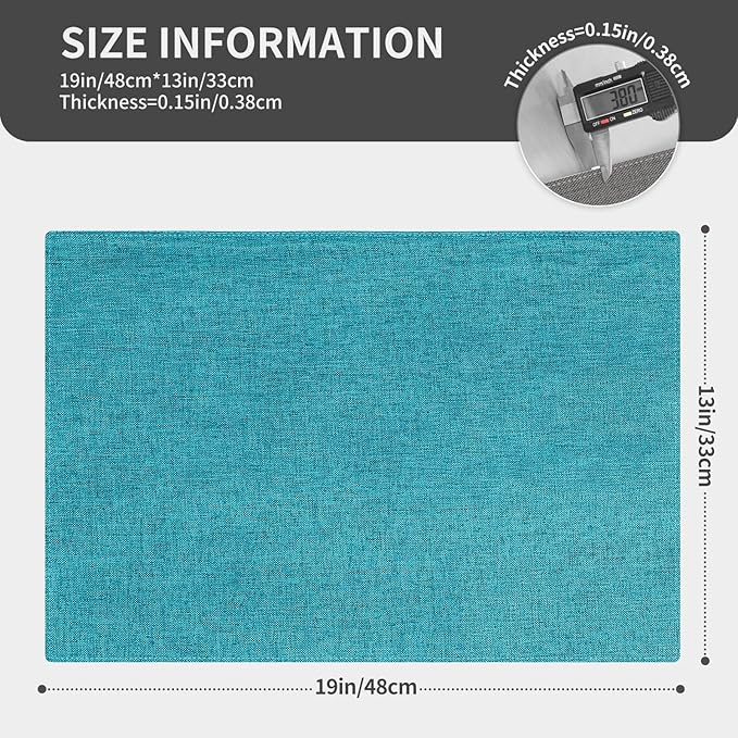 Cloth Placemats, Set of 4 Heat-Resistant Cotton Linen Blend Double Layered Machine Washable Place Mats, Wrinkle Free Thick Fabric Dining Table Mats for Indoors & Outdoors (Teal, 4)