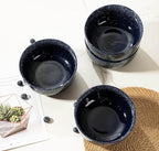S&Q'S CERAMICS Bowl Set of 4, 36 Ounce Kitchen Bowls for Soup, Large Cereal, Breakfast, Oatmeal, Microwave and Dishwasher Safe, [Set of 4], (Navy Blue)