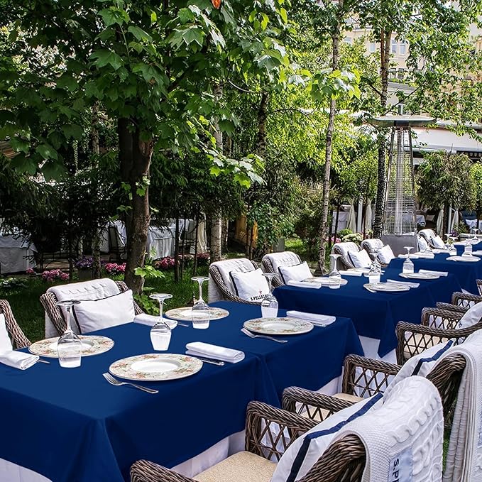 sancua Rectangle Tablecloths 6 Pack - 90x156 Inch - Navy Blue Washable Fabric Cloth Table Cloth, Large Reusable Polyester Table Covers for Wedding, Party, Birthday, Banquet