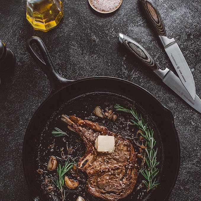 Schmidt Brothers -Bonded Ash- 15-Piece Knife Set, High-Carbon Stainless Steel Cutlery with Downtown Acacia and Acrylic Magnetic Knife Block and Knife Sharpener