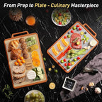 Titanium Cutting Boards for Kitchen Chopping Board with Handle Large Big Small Kitchen Meat Butcher Block 2 in 1 Pure Titanium and Wheat Straw PP Not Wood Bamboo Plastic Silicone Teak Morandi Orange