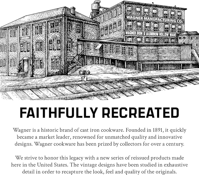 Wagner Cast Iron Griddle – 1950 Vintage Reissue in Wooden Box – Double Burner Griddle for Stovetop & Outdoor Cooking – Pre-Seasoned Cast Iron – Handcrafted in USA – Naturally Nonstick