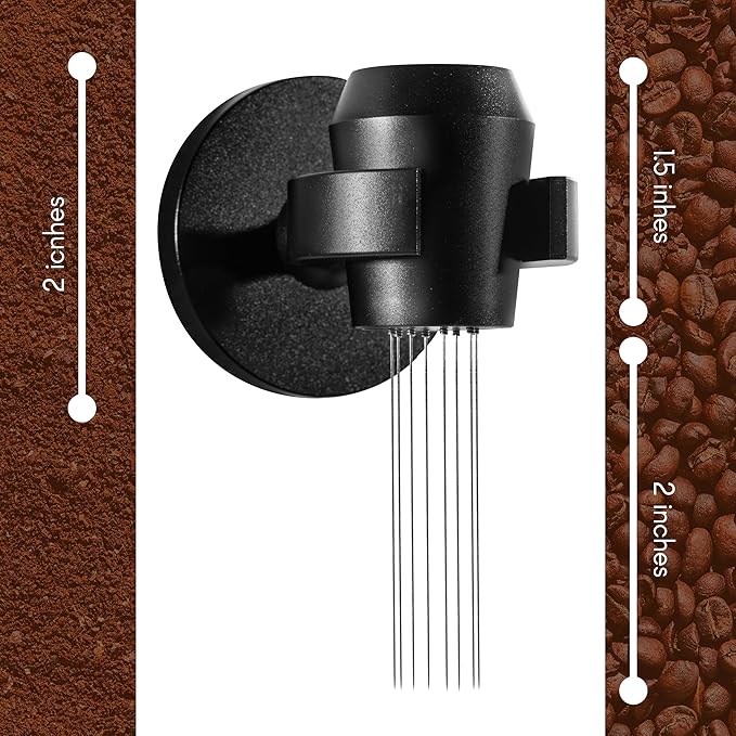 WDT Tool Espresso with Magnetic Mount for easy, clutter-free storage. 8 Needle Espresso Distribution Tool in sleek aluminum. WDT Espresso Distributor comes in a Gift Ready Box.