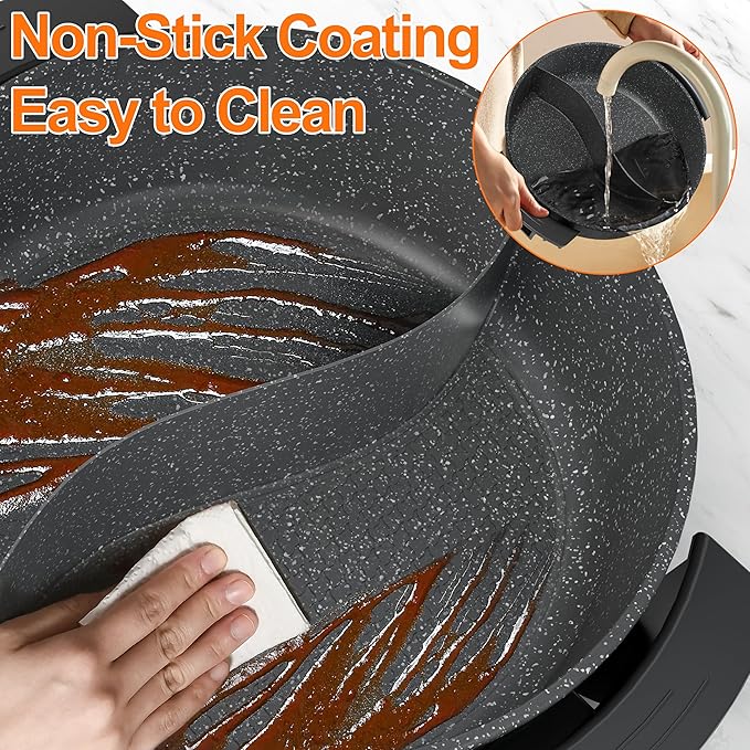 Stariver 6L Electric Hot Pot with Divider - Dual-Flavor Fondue & Shabu Shabu Pot, 1360W with 5-Temp Control, Non-Stick & BPA-Free, Perfect for Family Dinners & Parties