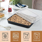E-far Baking Pan with Lid, 10.5 x 8.3 x 2 Inch Nonstick Rectangle Stainless Steel Cake Pan Sheet for Toaster Oven, Black Bakeware for Cakes Brownies Casseroles, Non-toxic & Healthy, Set of 2