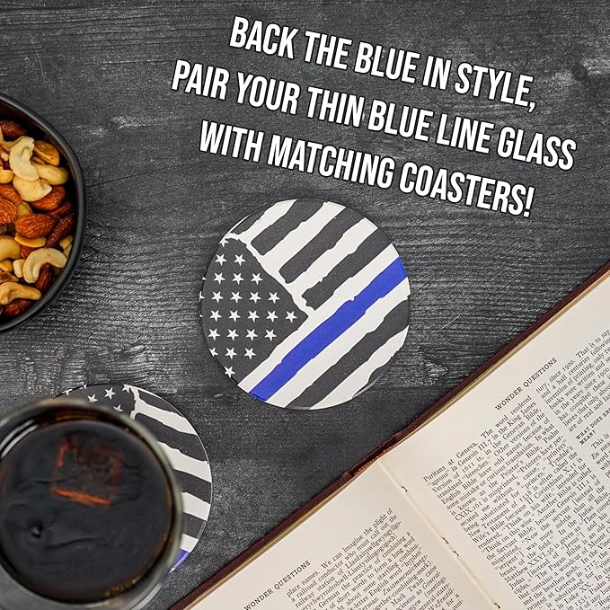 Blue Ridge Mountain Gifts - Thin Blue Line Whiskey Glass - Personalized Law Enforcement Glass, Police Officer Appreciation, Back the Blue, Police Academy Gift, First Responders Custom Glassware