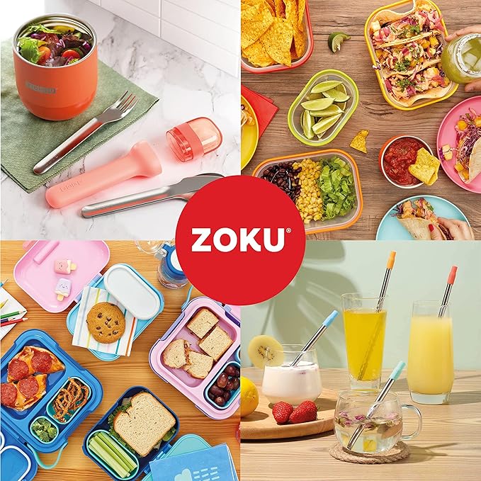 ZOKU - Mini Bento Box for Kids, Stackable, Lightweight, Leakproof, for Children, Kid Friendly Latch, Easy to Clean (Bento Jr) (Pink)