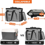 OPUX Soft Cooler Bag, Insulated Collapsible Lunch Cooler Tote for Men Work Camping Beach Travel, Portable Soft Sided Leakproof Waterproof Large Lunch Bag Box with Shoulder Strap 30 Cans, Heather Gray