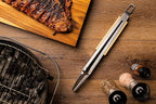 9" Tongs 18/0 Stainless Steel BBQ Grill Tongs with Ergonomic Real Oak Wood Handle for Cooking - Durable Grilling Accessory, Tongs for Cooking & Kitchen, Outdoor Barbecue, Easy to Clean