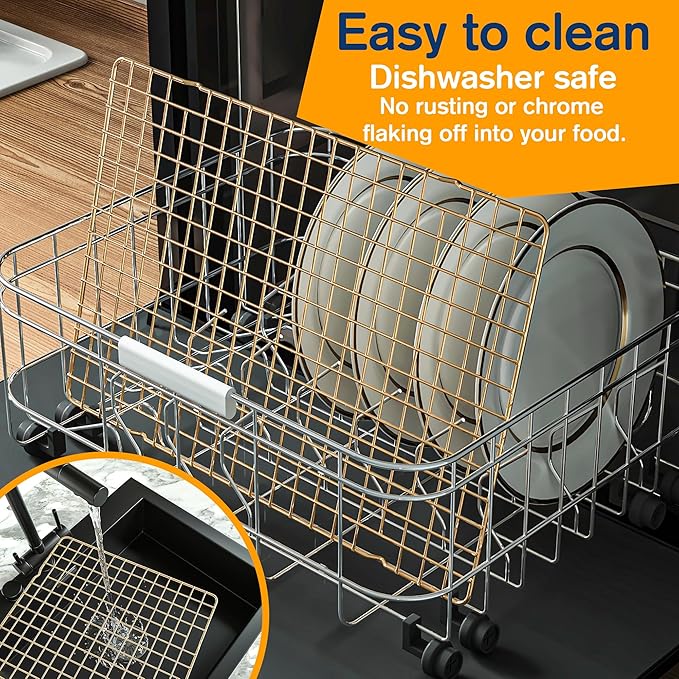 2-Pack Cooling Racks for Cooking and Baking - 10" x 15"Heavy Duty Stainless Steel Wire Rack for Baking, Grilling, Roasting - Oven & Dishwasher Safe - Fits Jelly Roll Sheet Pan（Gold）