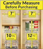 LYNK PROFESSIONAL® Élite™ Pull Out Spice Rack Organizer for Inside Kitchen Cabinets - 6-1/4 inch Wide - Slide Out Drawer – Wood/Chrome Sliding Spice Cabinet Organization Shelf Racks - 2 Tier