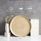 HaWare Stoneware Dinner Plates Set of 6, 10" Heavy Duty Ceramic Plates, Reactive Glaze Dinnerware for Home Restaurant, Chip and Scratch Resistant, Microwave and Dishwasher Safe, Reactive Sandy Khaki