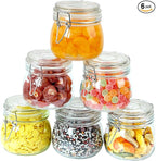 Glass Jar With Airtight Lid 16 Oz (Set Of 6) Wide Mouth Airtight Food Storage Containers Leakproof Canister For Coffee,Sugar,Chocolate Chips,Canning,Candy,Cereal,Spice,Pickle,Cookies,Dried Fruits