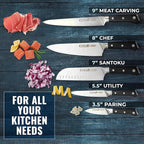 Cutluxe Kitchen Knives, 5 Pcs Chef's Knife Set – Razor Sharp German Steel, Full Tang, Ergonomic Handles – Artisan Series