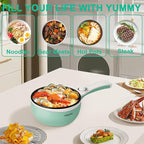 Dezin Hot Pot Electric Upgraded, Non-Stick Sauté Pan, Rapid Noodles Electric Pot, 1.5L Mini Portable Hot Pot for Steak, Egg, Fried Rice, Ramen, Oatmeal, Soup with Power Adjustment