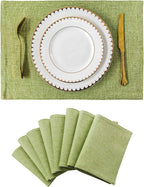 Home Brilliant Green Placemat Set of 8 Washable Place Mats Placemats Heat Resistant Sage Placemat for Dining Table Kitchen Table Mats Decor, Grass Green