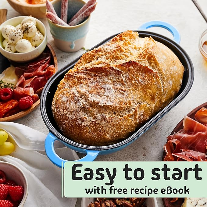 LoafNest: The Original Breadbaking Dutch Oven. 2 Qt Covered Cast Iron Yeast and Sourdough Baker. Non-Toxic Oven-Safe to 500 F [Casserole only]