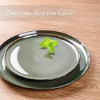 LERATIO Ceramic Dinnerware Sets for 4,12 Pieces Poreclain Plates and Bowls Sets,Scratch Resistant Dishes,Dishwasher & Microwave Saf,Oven Safe Dishes Set,Service for 4-Geen