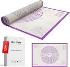 36 * 24 inches Purple, Non-Slip Silicone Baking Sheets - Baking Mat with 0.7mm Thickness - Non-Stick Pastry & Cookie Mat for Kitchen Counter for Rolling Out Dough with Measurements.