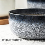 S&Q'S CERAMICS Cereal Bowls - 36 Ounce, Japanese Noodle Bowl Set, Ceramic Bowls for Kitchen, Breakfast, Oatmeal, Microwave and Dishwasher Safe, [Set of 4], Dark Blue