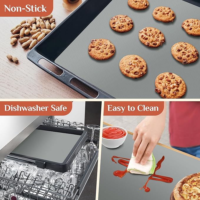 Silicone Baking Mat, 12 IN x 10 FT Free Cutting Baking Sheet, Non-Stick Reusable Dough & Pastry Mat, Non-Slip Silicone Mat Roll for Air Fryer Liner, Freeze Dryer, Oven Baking Pan, Kitchen Counter