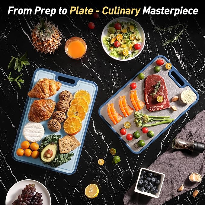 2 Packs Titanium Cutting Boards for Kitchen Chopping Board Butcher Block 2 in 1 Pure Titanium and Wheat Straw PP Mother Day Best Mama Mommy Ever Mother In Law Gifts Stepmom Grandma Gigi Nana Present