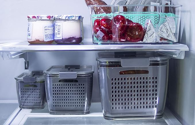 Kitchen Spaces Small Colander Stackable Food Storage Bin, Grey