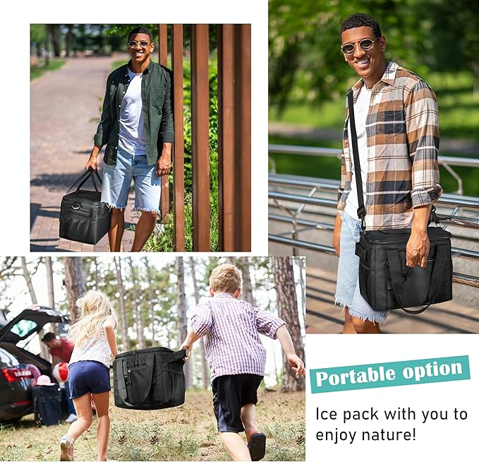 Tirrinia Large Insulated Cooler Bag - Outdoor Leakproof Cooler Box for Women & Men - Portable Freezer Bag with Adjustable Shoulder Strap for Camping, Picnic, Golf, Beach