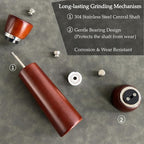 Wooden Pepper Grinder – Refillable Pepper Mill with Adjustable Upgraded Large Size Ceramic Burr – Manual Salt Grinder with Beech Wood Body – 8.3” Tall