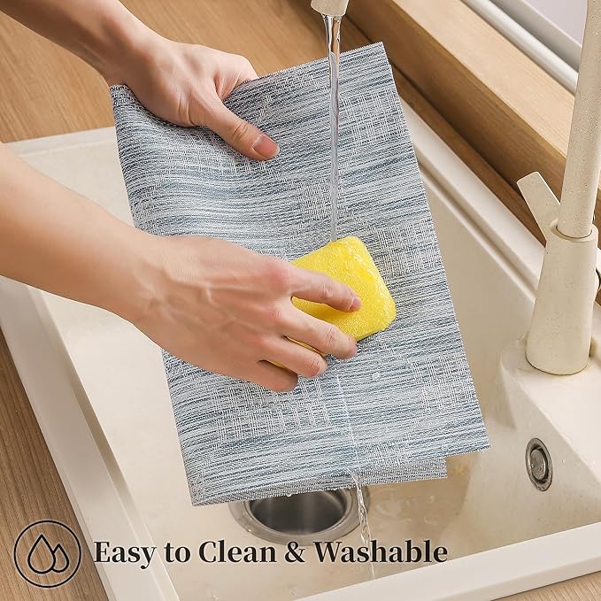 Leetaltree Jacquard Blue Placemats Set of 8 - Heat Resistant Non-Slip Place mats for Dining Table, Washable Durable PVC Vinyl Woven Table Mats(Jacquard Blue, 8)