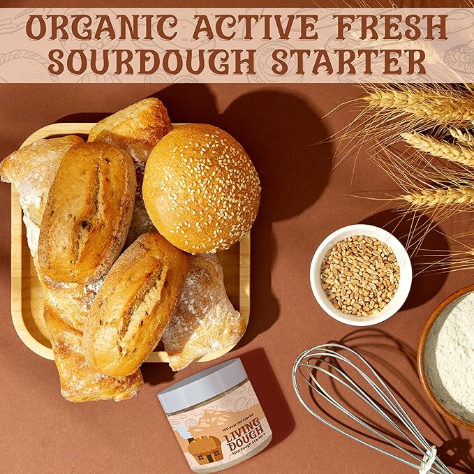 Living Dough - Soviet Rye Sourdough Starter Culture - Active & Live Organic Sourdough Starter for Baking - For Artisanal Bread, Pizza Dough, Waffles & More