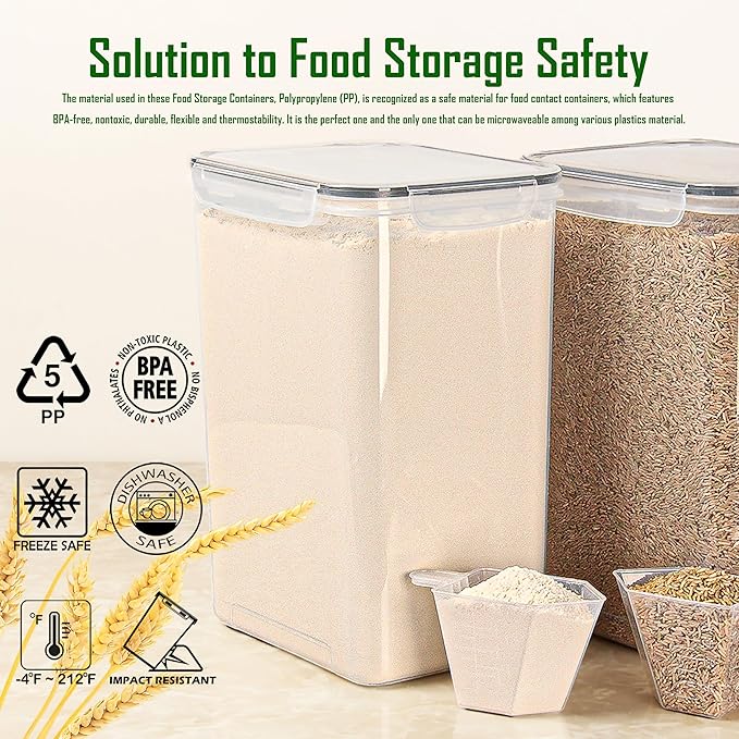 [2PC] 9.5L | 10 qt | 320 Oz Extra Large Airtight Food Storage Containers with Lids, Kitchen & Pantry Organizers and Storage Clear Plastic, Bulk Flour Sugar Canister Set -Wide Deep Leakproof & BPA Free