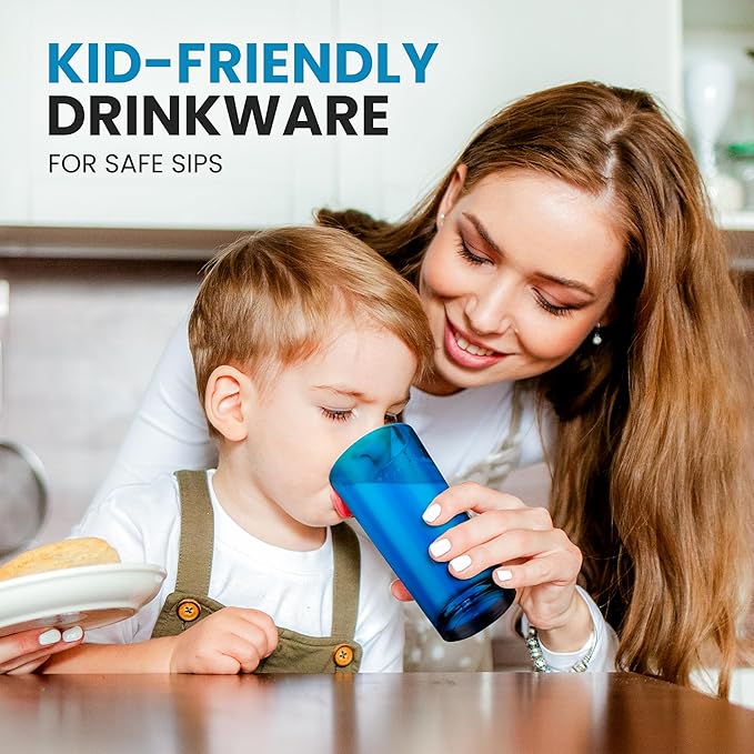 Zulay Kitchen Acrylic Glasses Drinkware - 6 Piece Unbreakable Plastic Tumblers - BPA-Free, Reusable Plastic Drinking Glasses for Home & Outdoors - Stackable, Lead-Free, Dishwasher Safe, Blue (24oz)