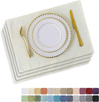 Home Brilliant Placemats Set of 4 Dining Table Placemat Washable Place Mats, 13 x 19 inches, Cream