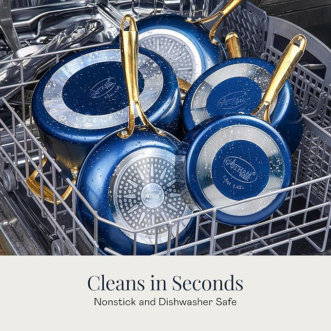 Gotham Steel 15 Pc Ceramic Cookware Set Nonstick, Ceramic Pots and Pans Set Non Stick with Steamer & Cooking Utensils, Non Toxic PFOA PFOS Free, Premium Stay Cool Handles, Oven & Dishwasher Safe