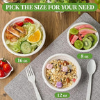 ECOLipak 150 Pack Compostable Paper Bowls, 8 oz Heavy-Duty Disposable Biodegradable Soup Bowls Made of Natural Bagasse, Suitable for Salad, Dessert, Milk, Cereals