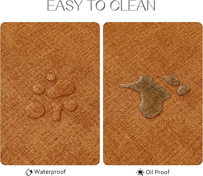 Romanstile Vinyl Placemats Set of 12-12 X 18 Inch - Heat Resistant Place Mats 100% Waterproof Oilproof Wipeable Reversible Faux Leather Table Mats for Kitchen/Dining/Party/Outdoor, Orange