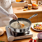 316L Stainless Steel 7QT Frying Pan Hex Nonstick Wok with Lid,Single Handle to Hold, PFOA Free, Dishwasher Oven Safe (7QT/Single Handle)