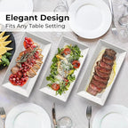 MIAMIO - Ceramic Serving Platter Set of 3 Large Serving Tray/Rectangle Serving Platters for Thanksgiving, Turkey, and Christmas - Microwave, Dishwasher, and Oven Safe Platter (30 x 15 cm)