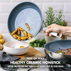 GreenPan Treviso 9.5” and 11” Frying Pan skillet Set, Non-Toxic PFAS-Free Stainless Steel Ceramic Nonstick Coating, Induction Suitable, Multi Clad, Pouring Rims, Dishwasher & Oven Safe to 600°